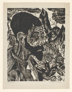 Sennkopf (Martin Schmied) (原題) 作： Ernst Ludwig Kirchner (signed by artist)
