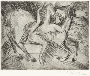 馬に乗ったアクロバット（馬に乗ったヴォルティギウス） 作： Ernst Ludwig Kirchner