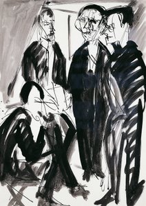 エルンスト・ルートヴィヒ・キルヒナー（1880-1938）によるドレスデンのアーティストと「橋」のグループ 作： Ernst Ludwig Kirchner