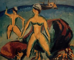 入浴（フェーマルン） 作： Ernst Ludwig Kirchner
