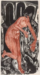 オーブンで入浴する女性。 1919 作： Ernst Ludwig Kirchner