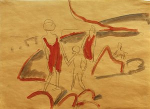 フェーマルンビーチの入浴者 作： Ernst Ludwig Kirchner