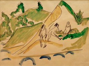 モリッツバーグ湖の入浴者 作： Ernst Ludwig Kirchner
