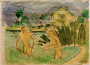 モリッツバーグ近くの海水浴客 作： Ernst Ludwig Kirchner