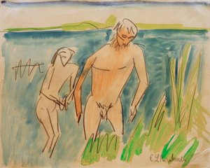 モリッツバーグ近くの海水浴客 作： Ernst Ludwig Kirchner