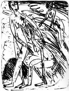 波の海水浴客 作： Ernst Ludwig Kirchner
