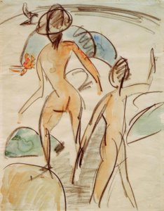 帽子をかぶった水浴び 作： Ernst Ludwig Kirchner