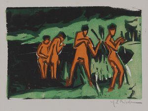 葦を投げる海水浴客 作： Ernst Ludwig Kirchner