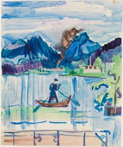 漕ぎ手がいる山間の湖 作： Ernst Ludwig Kirchner