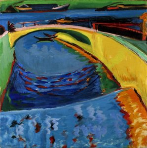 プリスニッツ川の河口の橋、c。 1910 作： Ernst Ludwig Kirchner