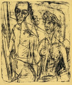 恋人, 中に, 部屋, 裸の男, ∥で∥, 女 作： Ernst Ludwig Kirchner