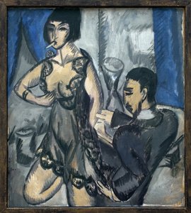 部屋のカップル。エルンストルートヴィヒキルヒナーによる絵画 作： Ernst Ludwig Kirchner