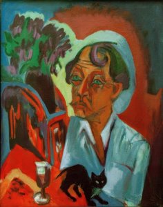 猫と一緒の画家スターナー 作： Ernst Ludwig Kirchner