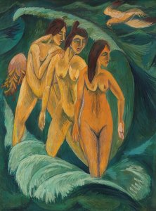 3人の入浴者。 1913 作： Ernst Ludwig Kirchner