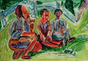牧草地の3人の農民 作： Ernst Ludwig Kirchner