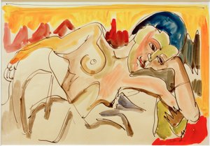 ELKirchner、裸の胴体で横になっています 作： Ernst Ludwig Kirchner