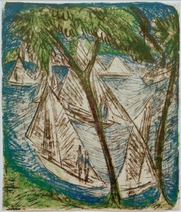 ELKirchner、グリューナウ近くのセーリングボート 作： Ernst Ludwig Kirchner