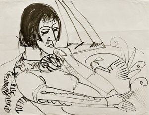ELKirchner、着席（Erna） 作： Ernst Ludwig Kirchner