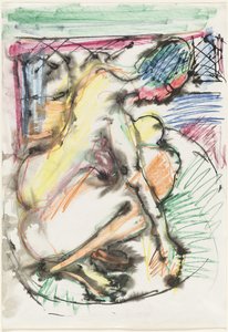 浴槽で入浴するエルナ 作： Ernst Ludwig Kirchner