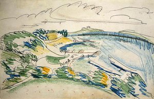 Fehmarn Coast near Wulfen （鉛筆、クレヨン、紙）