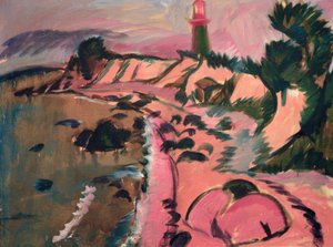 灯台のあるフェーマルン海岸 作： Ernst Ludwig Kirchner