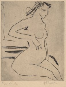 女性ヌード着席 作： Ernst Ludwig Kirchner