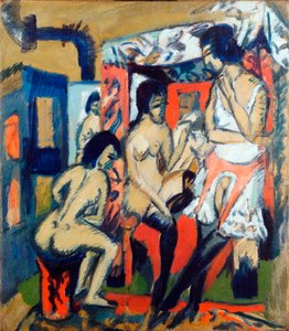 スタジオで裸の女性 - Ernst Ludwig Kirchner (1880-1938) による絵画 作： Ernst Ludwig Kirchner