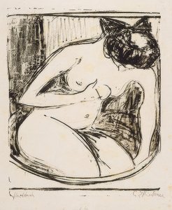 たらいの女性。 1908 作： Ernst Ludwig Kirchner