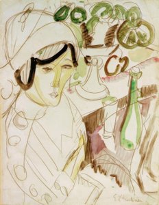 丸い帽子の女（エルナ） 作： Ernst Ludwig Kirchner