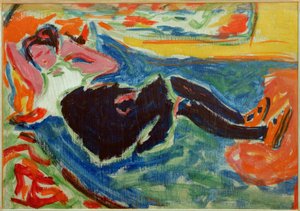 黒ストッキングの女性 作： Ernst Ludwig Kirchner