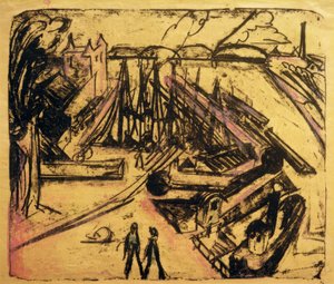 フレイハーフェンフランクフルトアムマイン 作： Ernst Ludwig Kirchner