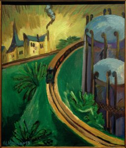 ガスボイラーと郊外列車 作： Ernst Ludwig Kirchner