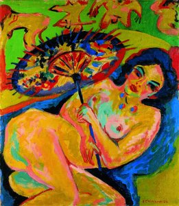 日本の傘の下の女の子c。 1909 作： Ernst Ludwig Kirchner