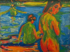 湖で入浴する女の子 作： Ernst Ludwig Kirchner