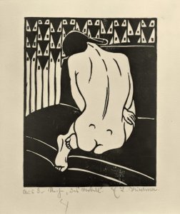 後ろから見たしゃがみ行為 作： Ernst Ludwig Kirchner