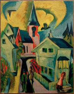 赤い教会とケーニヒシュタイン 作： Ernst Ludwig Kirchner