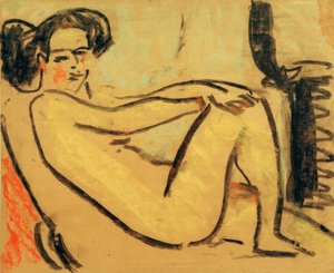 ストーブで横になっている女の子 作： Ernst Ludwig Kirchner