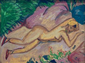 ビーチで横になっている女の子 作： Ernst Ludwig Kirchner