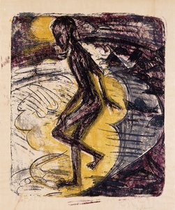 海から昇る男; Ins Meer Seigender Mann、1913 作： Ernst Ludwig Kirchner