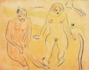 男と女（牧草地に座る） 作： Ernst Ludwig Kirchner
