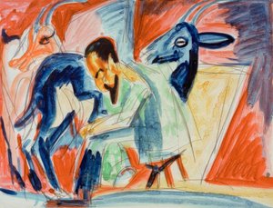 搾乳農家（ヤギ搾乳者） 作： Ernst Ludwig Kirchner