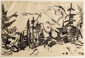 モミの木のある山の風景 作： Ernst Ludwig Kirchner