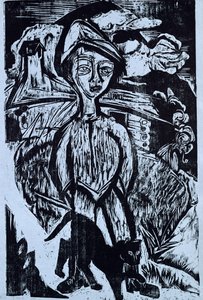 嵐の中の若者、1921年 作： Ernst Ludwig Kirchner