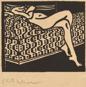 ソファに横たわっている裸の女の子 作： Ernst Ludwig Kirchner