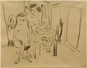 無題（スタジオのドードーとフレンツィ） 作： Ernst Ludwig Kirchner