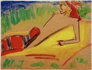 無題（Fränzi、水の上に横たわる） 作： Ernst Ludwig Kirchner