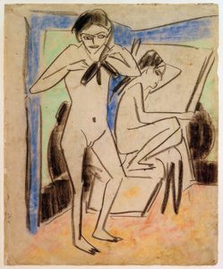 無題（スタジオのフランツィとマルチェッラ） 作： Ernst Ludwig Kirchner