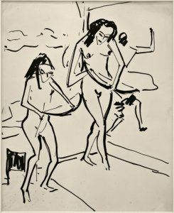 無題（弓でマルチェラとセンタ） 作： Ernst Ludwig Kirchner