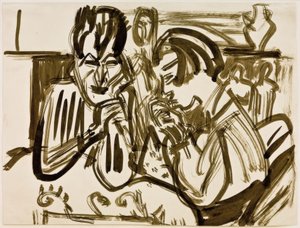 テーブルでのカップル 作： Ernst Ludwig Kirchner