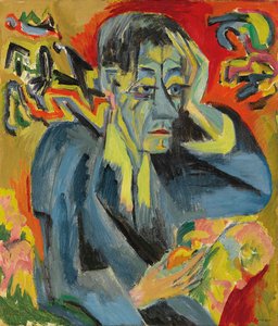 詩人レオンハルト・フランクの肖像、1917年。 作： Ernst Ludwig Kirchner